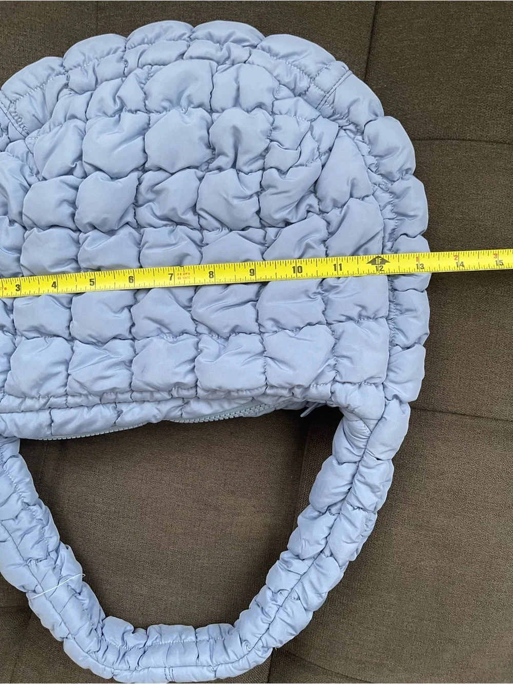 NEW COS Mini Quilted Pillowy Textured W/Curve Hobo Silhouette Bag in Light Blue